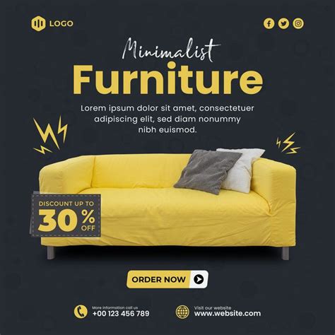 Yellow Minimalist Furniture Media Social Post Template#pikbest# ...