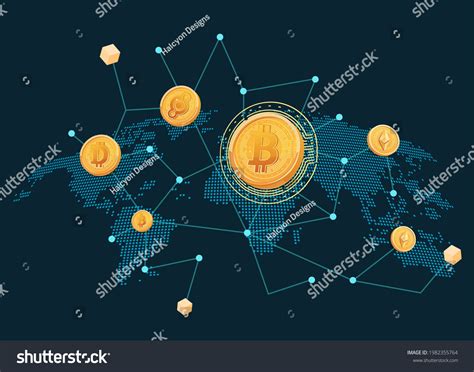 Cryptocurrency Coins World Map Connecting Connecting Stock Vector (Royalty Free) 1982355764 ...