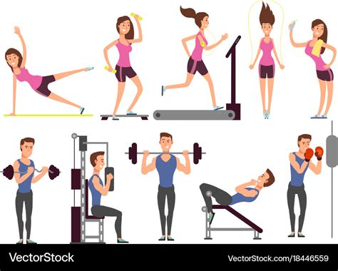 Gym exercises body pump workout set Royalty Free Vector