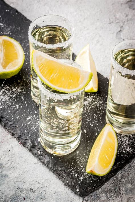Tequila Shots with Lime and Salt Stock Photo - Image of booze ...