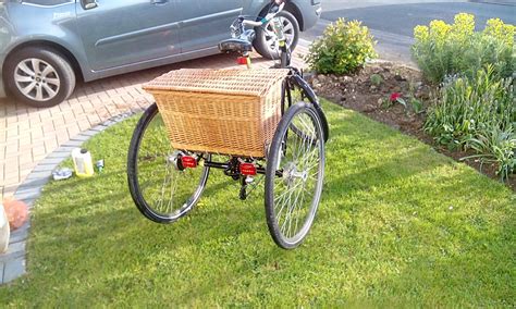 A bespoke basket with lid for a tricycle. Made from buff willow. Tricycle, Wicker Baskets, Buff ...