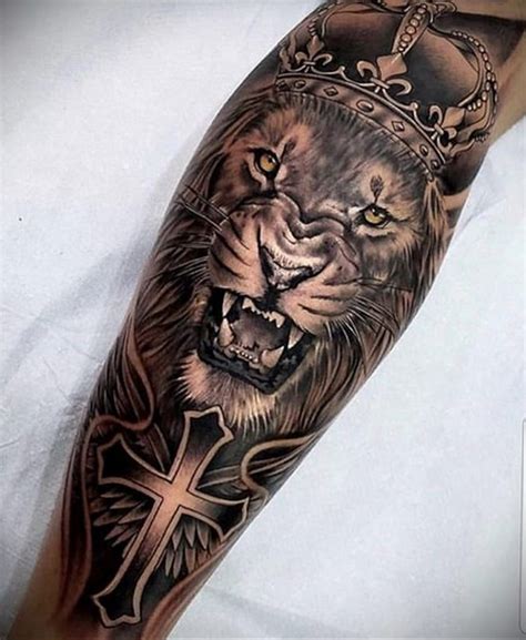 Lion With Crown Tattoos