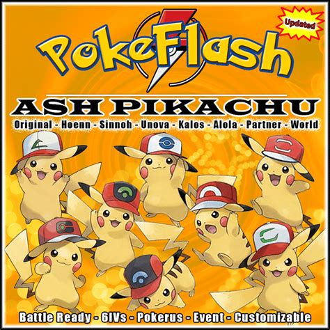 Ash Cap Pikachu - Original, Hoenn, Sinnoh, Unova, Kalos, Alola, Partner ...