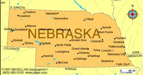 Nebraska State Map With Cities - Little Pigeon River Map