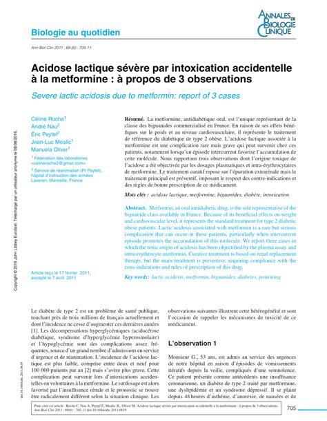 (PDF) Severe lactic acidosis due to metformin: Report of 3 cases