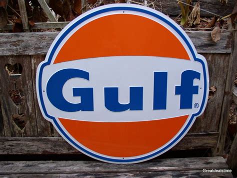 LARGE GULF OIL GAS SIGN GASOLINE OLD VINTAGE 1960'S GULF ANTIQUE GAS PUMP SIGN # #GULFOILGASSIGN ...