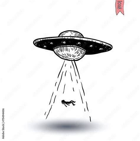 Ufo icon Pencil drawing sketch. Vector illustration. Stock Vector | Adobe Stock