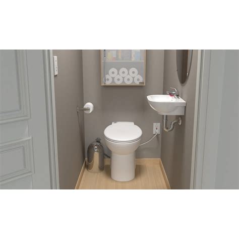 SANIFLO Sanicompact White Dual Flush Elongated Chair Height Soft Close Toilet 12-in Rough-In 1 ...