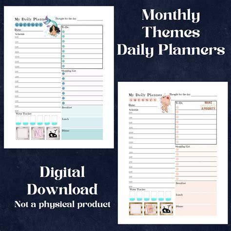 Monthly Themes Printable Daily Planner Daily Schedule - Etsy