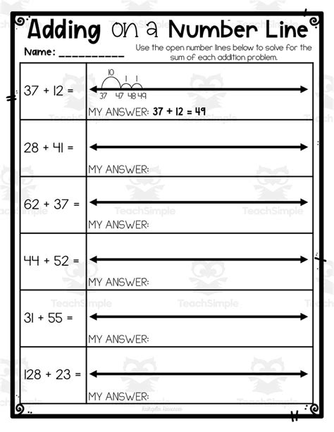 Adding on a Number Line Worksheet by Teach Simple