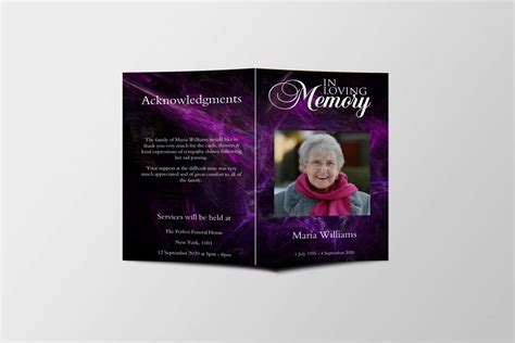 Purple Funeral Program Template | QuickFuneral LLC