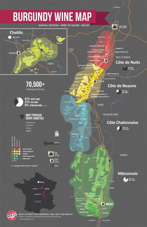 Burgundy Wine Region Map (France)