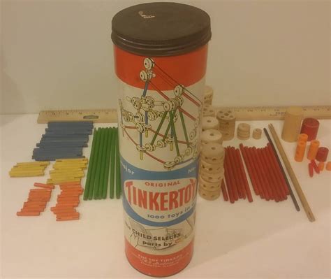 Vintage Tinker Toys, 149 pieces, #1369 made by Spalding, 1960's