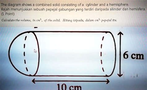 SOLVED: The diagram shows a combined solid consisting of a cylinder and a hemisphere. Rajah ...