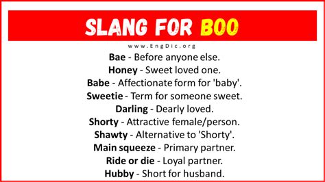 30+ Slang for Boo (Their Uses & Meanings) - EngDic