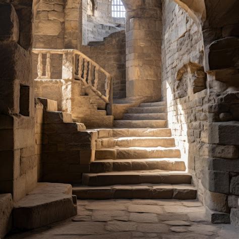 Historical Stone Stairs in a Medieval Castle | Premium AI-generated image