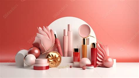 Cosmetic Products With Pink 3d Rendering For Beauty Products Rezonazación Powerpoint Background ...