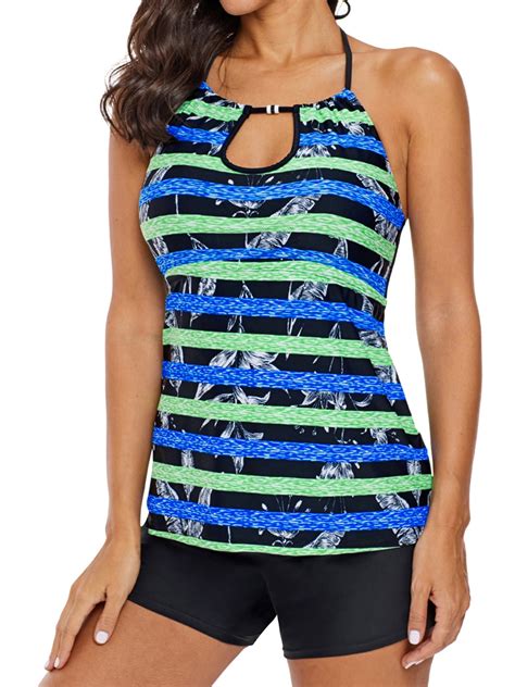 Womens Tankini Set Tummy Control Two Piece Swimsuit Print Swimwear Sport Bath Suit - Walmart.com