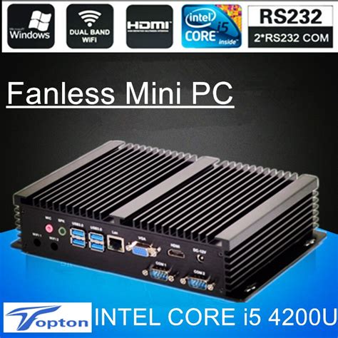 In Stock!EGLOBAL Fanless Mini PC Core i5 4200U i3 4010U Industrial Computer 2 COM HDMI VGA Dual ...