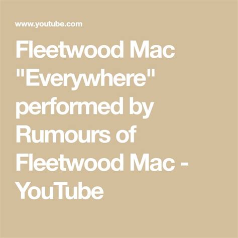 Fleetwood Mac "Everywhere" performed by Rumours of Fleetwood Mac ...