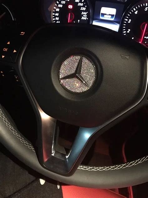 Bling Mercedes Benz Emblem for Steering Wheel LOGO Sticker Decal ...