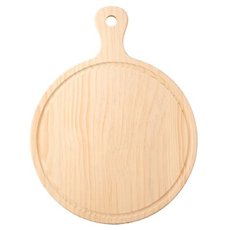 Round Wooden Pizza Board Pizza Baking Tray Platter Pizza Cake Bakeware Tools with Handle;Wooden ...