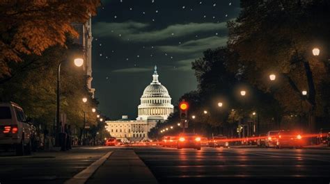 Premium AI Image | Night view of United States Capitol