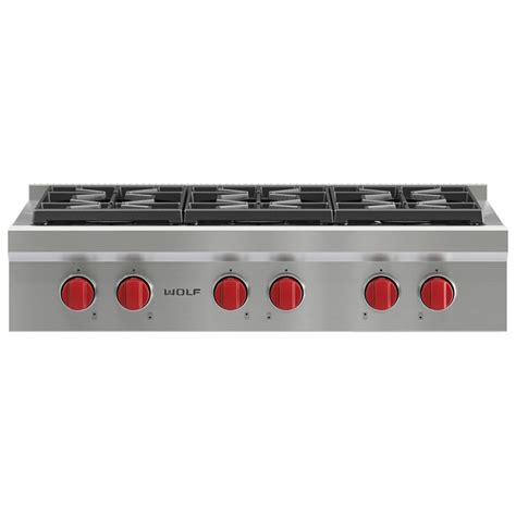 Wolf 36" Pro-Style Gas Rangetop with 6 Burners LP Stainless Steel ...