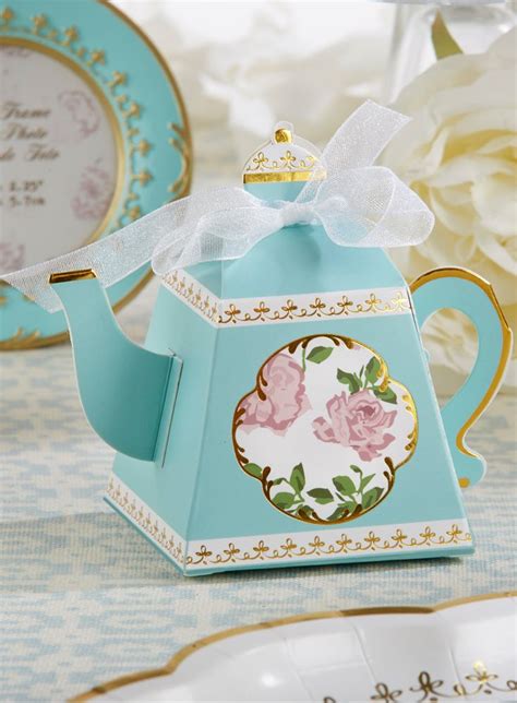 Blue Tea Time Whimsy Teapot Favor Box (Set of 24) | Tea party favors ...