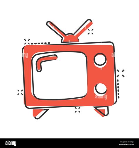 Retro tv screen vector icon in comic style. Old television cartoon ...