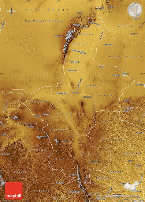 Physical Map of Ningxia