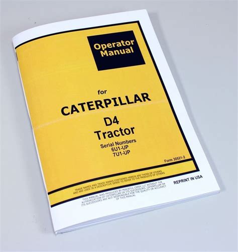 CATERPILLAR D4 TRACTOR OPERATORS OWNERS MANUAL BOOK SN 6U1-UP 7U1-UP ...