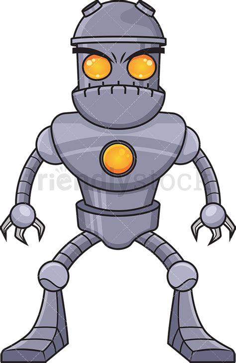 Angry Robot Cartoon Clipart Vector - FriendlyStock