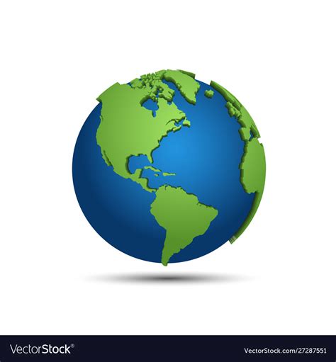 3d earth map globe earth map in circle isolated Vector Image