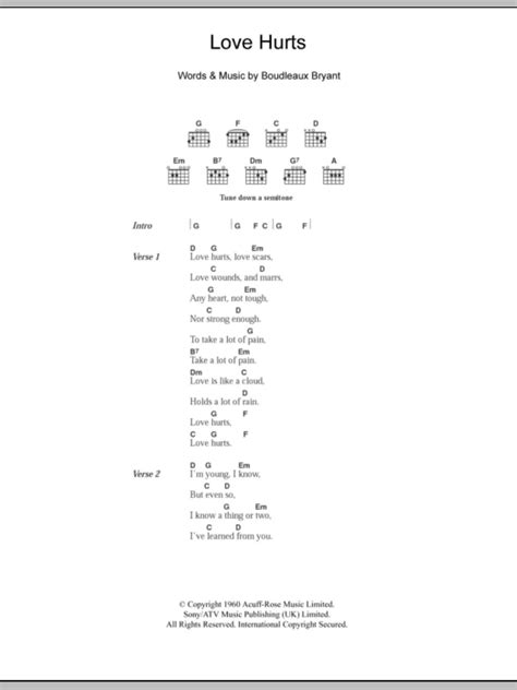 Love Hurts by Everly Brothers - Guitar Chords/Lyrics - Guitar Instructor