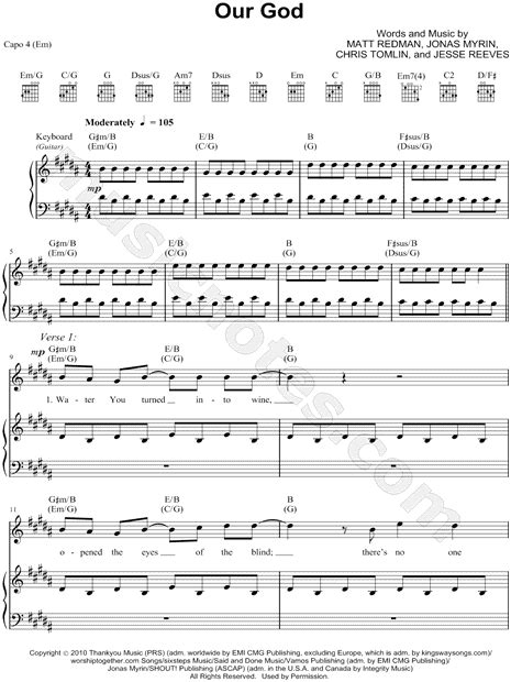 Chris Tomlin "Our God" Sheet Music in B Major (transposable) - Download ...