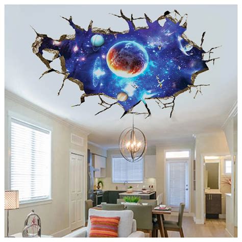 3D Outer Space Planet Wall Stickers Home Decor Mural Art Wall Decals Removable Colorful-in Wall ...