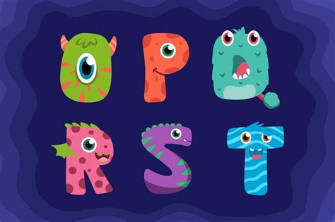 Premium Vector | Cartoon funny monster alphabet premium