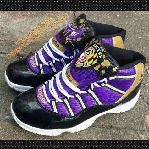 Custom Baltimore Ravens jordan 11s by me Niko J. Visit me on Facebook at Niko J Designs | Jordan ...