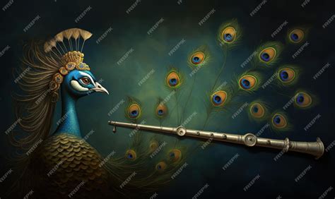 Premium AI Image | Lord Krishna and playing flute on the occasion of ...