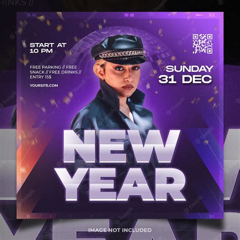 Premium PSD | Happy new year music party flyer template