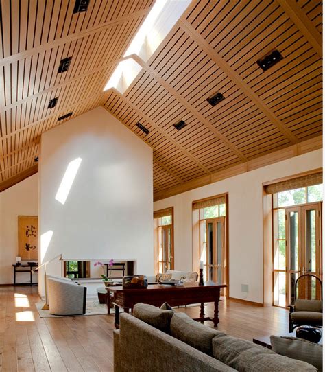 A modern take on a vaulted ceiling! Very cool. from houzz.com Vaulted Ceiling Lighting, Pitched ...