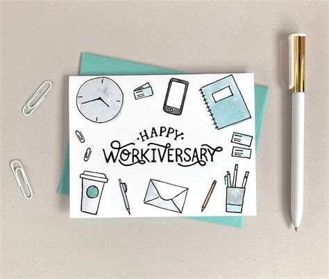 Office Workiversary Card Work Anniversary Card Card for Co-worker Card for Employee Office Card ...