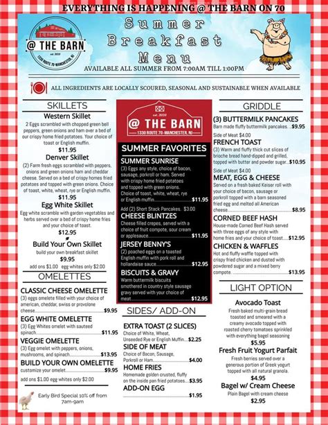 Online Menu of @The Barn Restaurant Restaurant, Whiting, New Jersey, 08759 - Zmenu