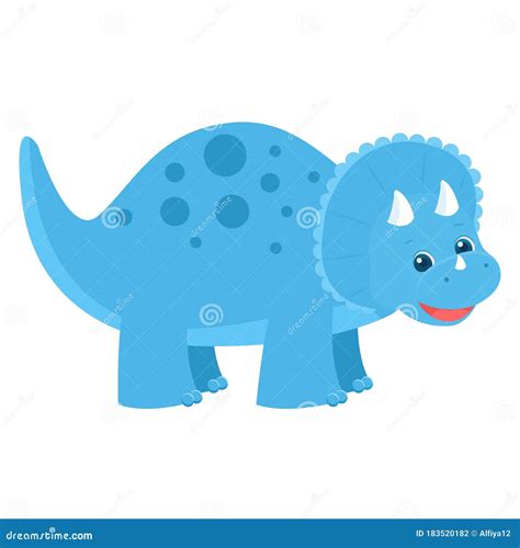 Cute Cartoon Vector Blue Dinosaur for Kids Stock Vector - Illustration ...