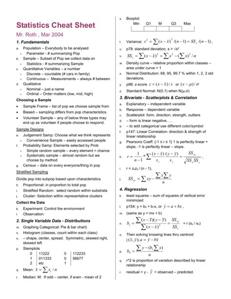 Statistics Cheat Sheet