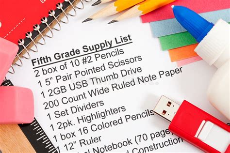 School Supplies: 5th Grade School Supply List Stock Photo - Image of pencils, notebook: 154276972