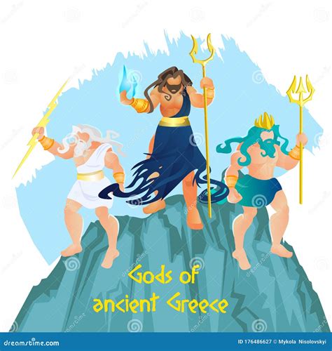 Three Ancient Greek Gods Hades, Zeus And Poseidon Cartoon Vector | CartoonDealer.com #176486627