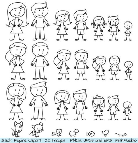 Stick Figure Clipart Clip Art Stick People Family by PinkPueblo