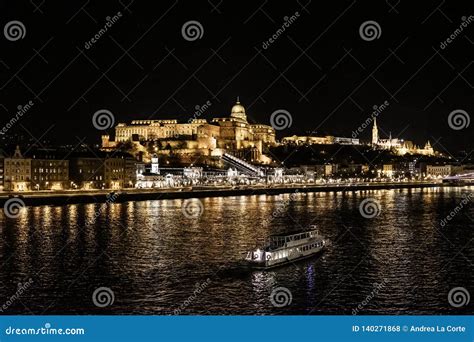 Castle Hill, Budapest, Hungary at Night Stock Photo - Image of clouds ...